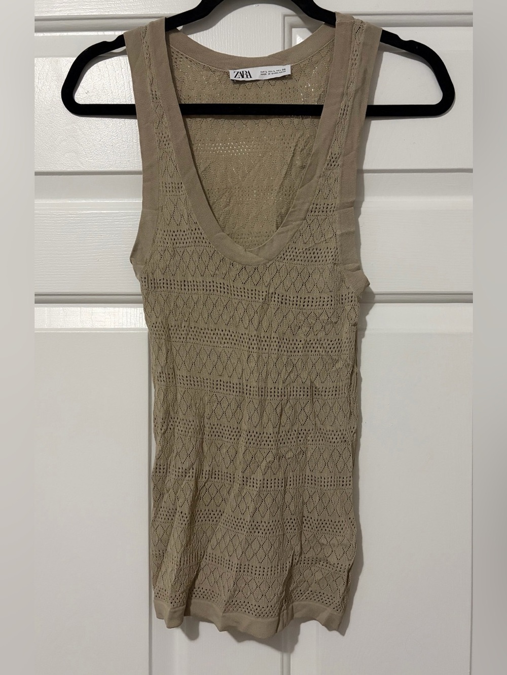 Zara Beige Crochet Tank Top